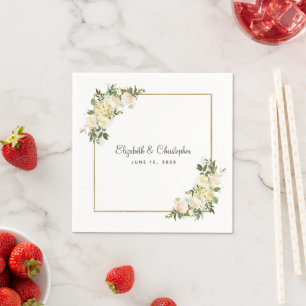Guardanapo De Papel Decoração de casamento em ouro metálico com rosa f