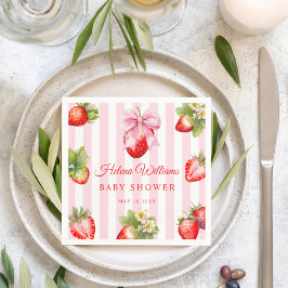 Guardanapo De Papel Decoração de Chá de Bebê Morangos Coquette 