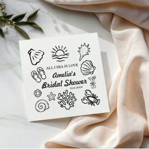 Guardanapo De Papel Decoração de Chuva de Noiva Costeira Desenhada à M