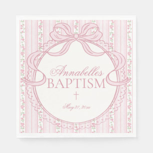 Guardanapo De Papel Decoração de Mesa de Batismo Floral Vintage Rosa C