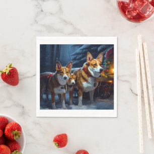 Guardanapo De Papel Decoração de Natal Basenji Snowy Sleigh
