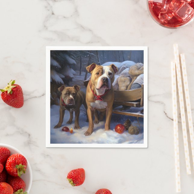 Guardanapo De Papel Decoração de Natal Pitbull Snowy Sleigh (Insitu)