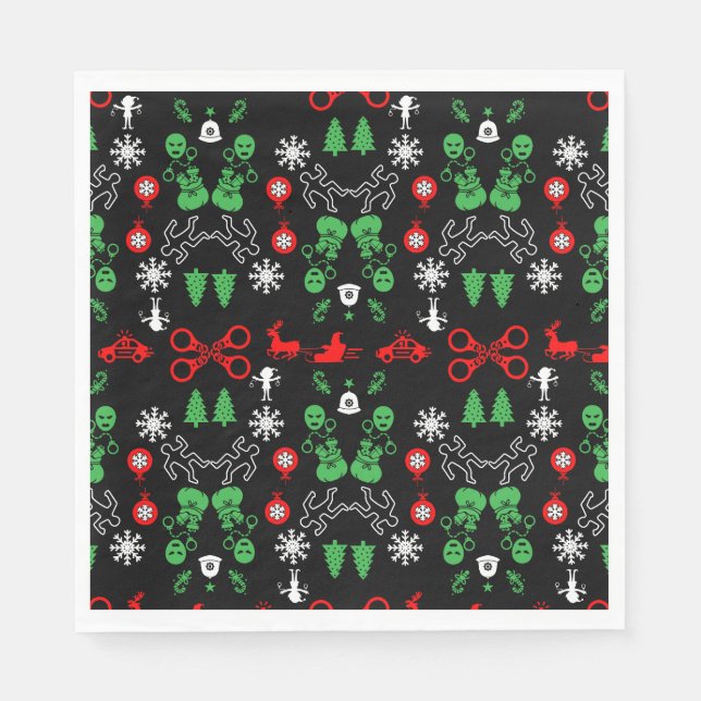 Guardanapo De Papel Decoração de Natal Policial (Frente)