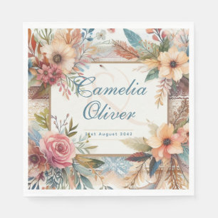 Guardanapo De Papel Decoração Floral Máxima de Casamento Vintage