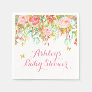 Guardanapo De Papel Decorações de Chá de fraldas Floral de Watercolor