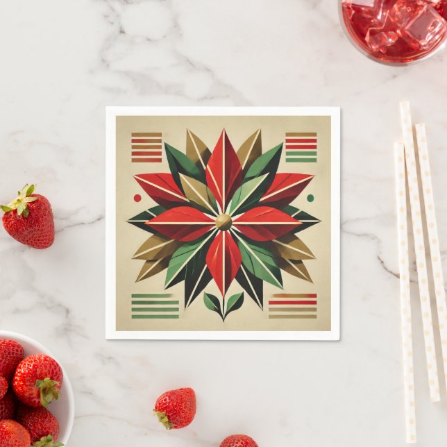 Guardanapo De Papel Decoupage de Poinsettia Natal Moderna do Século mé (Insitu)