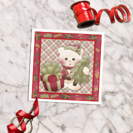 Guardanapo De Papel Decoupage do Urso Branco da Árvore de Natal Bastan