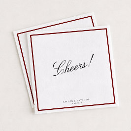 Guardanapo De Papel Deep Red Border Wedding Napkins