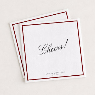 Guardanapo De Papel Deep Red Border Wedding Napkins