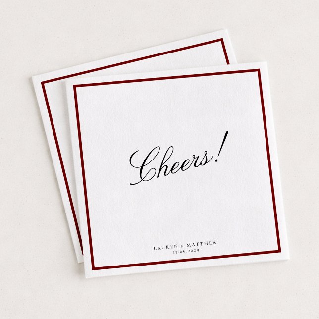 Guardanapo De Papel Deep Red Border Wedding Napkins (Criador carregado)