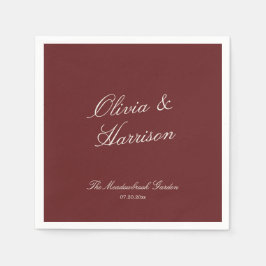 Guardanapo De Papel Deep Wine Classic Calligraphy Wedding