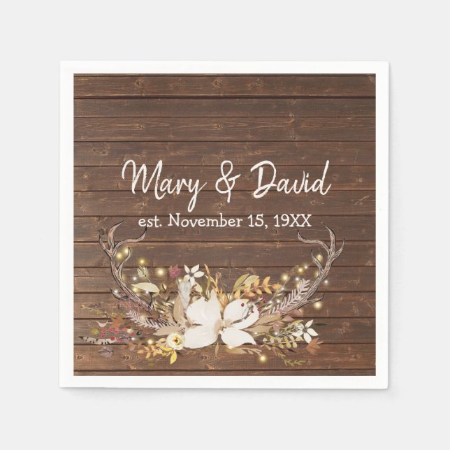 Guardanapo De Papel Deer Antlers - Partido do Aniversário (Frente)