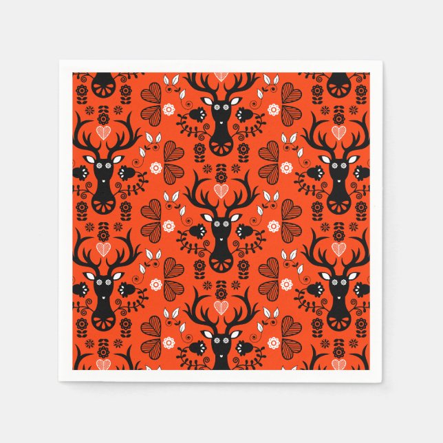 Guardanapo De Papel Deer de Arte Folclórica Moderna (Frente)