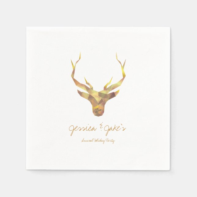 Guardanapo De Papel Deer Dourado moderno, Feriado (Frente)