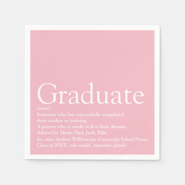Guardanapo De Papel Definição de Graduada Rosa Menina Moderno (Frente)