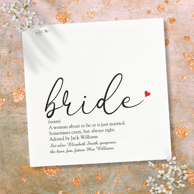 Guardanapo De Papel Definição de Noiva Chic, Roteiro de Chá de Noiva D (Chic Bride Definition Bridal Shower Script Fun Napkins)