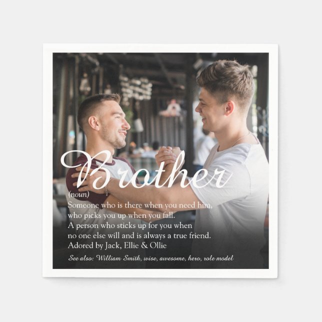 Guardanapo De Papel Definição do Melhor Irmão Legal e Divertido em Fot (Frente)