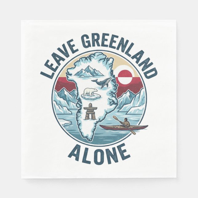 Guardanapo De Papel Deixe a Groenlândia em Paz (Frente)