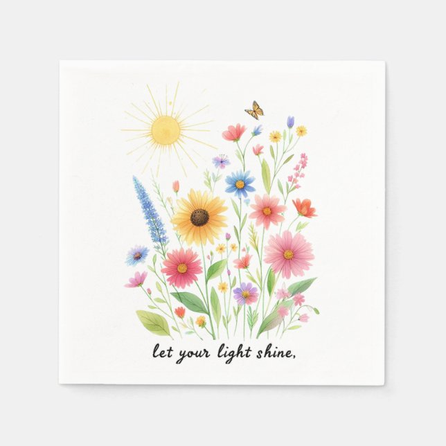 Guardanapo De Papel Deixe-te iluminar flores e sol (Frente)