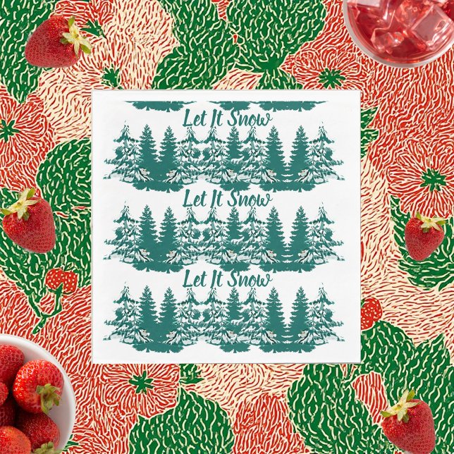 Guardanapo De Papel Deixem-na nevar Aquarela inverno Madeira de Natal (Let it Snow Watercolor Winter Christmas Woodland Napkins)