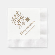 Deixem-na Neve Personalizar o Natal Napkins Dourad