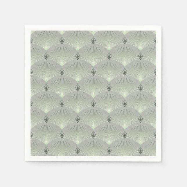 Guardanapo De Papel Delicado verde e cinza, deco de arte. (Frente)
