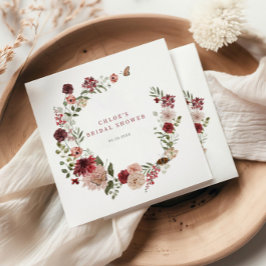 Guardanapo De Papel Delicar Chá de panela Floral de Fall Burgundy