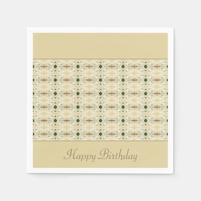 Guardanapo De Papel Delicar Design Floral Em Verde Escuro E Azul (Frente)