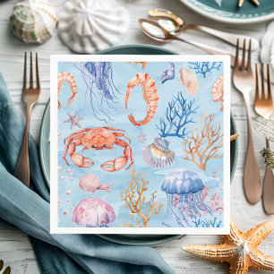 Guardanapo De Papel "Delícias de recifes de coral de aquarelas náutica
