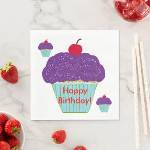 Guardanapo De Papel Deliciosos Cupcakes de Aniversário com Cobertura R