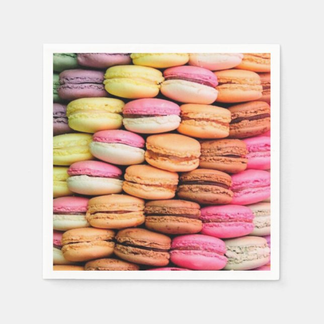 Guardanapo De Papel Deliciosos Macarons Coloridos (Frente)