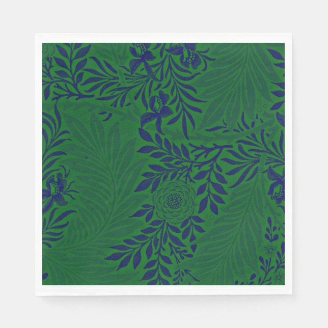 Guardanapo De Papel Delphinium em Verde Vibrante e Azul (Frente)