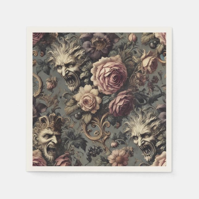 Guardanapo De Papel Demônios da Delinquência – Design Floral Gótico (Frente)