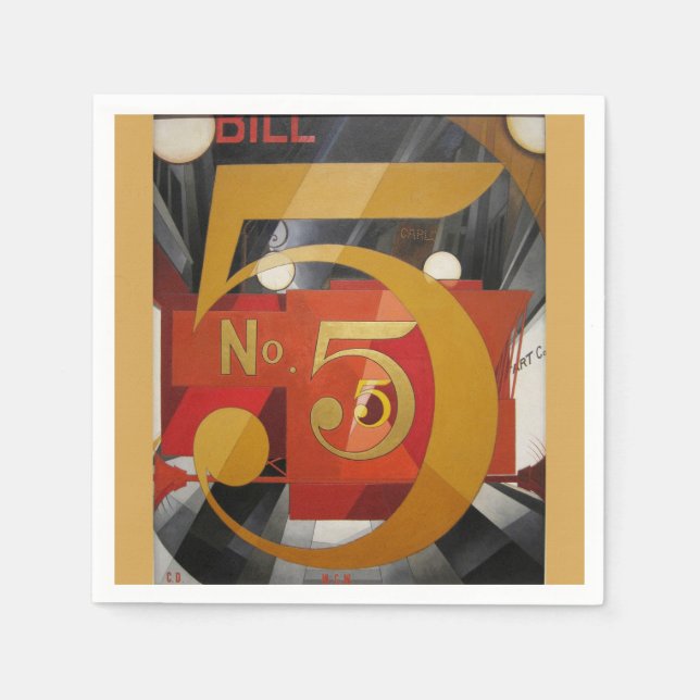 Guardanapo De Papel Demuth de Cubist de Arte Moderna Figura 5 em Doura (Frente)