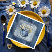 Denim Blue Jean | Daisies Floral Chá de fraldas