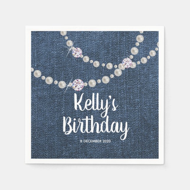 Guardanapo De Papel Denim, jeans, papel de coquetel Napkins (Frente)