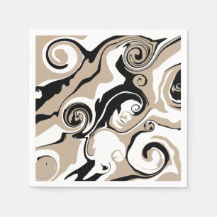 Guardanapo De Papel Derramar - Taupe, Preto e Branco