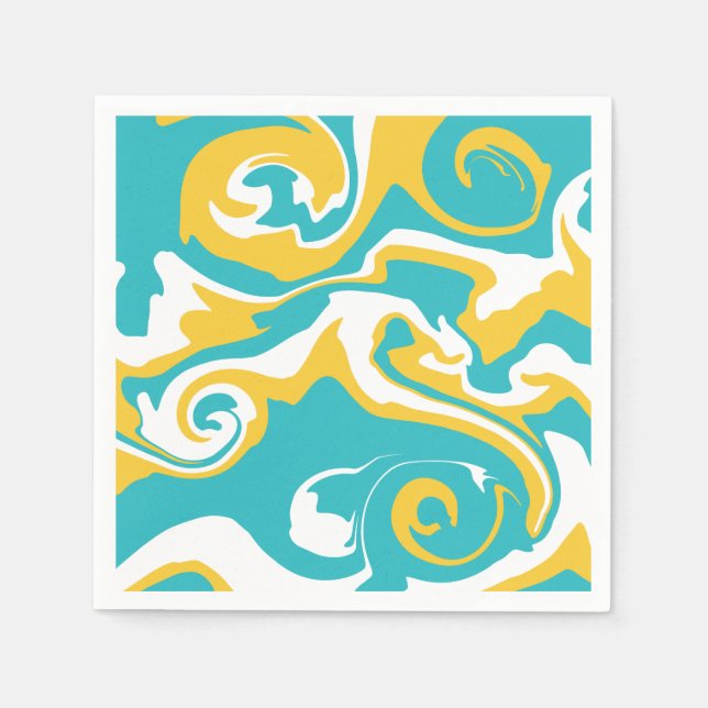 Guardanapo De Papel Derramar - Turquesa e amarelo (Frente)