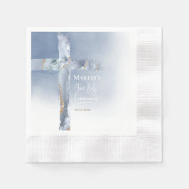 Guardanapo De Papel Derrame azul agate cruz Primeira Comunhão