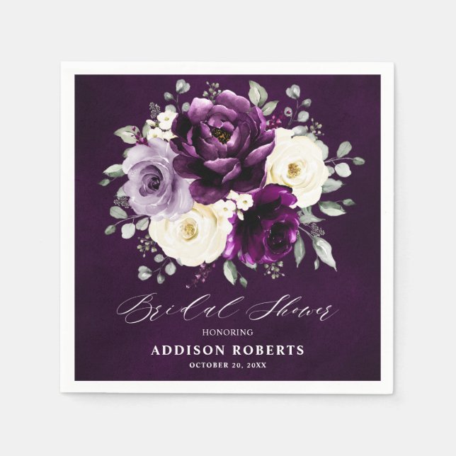 Guardanapo De Papel Derrame Roxo Plum Ivory White Chá de panela Na (Frente)