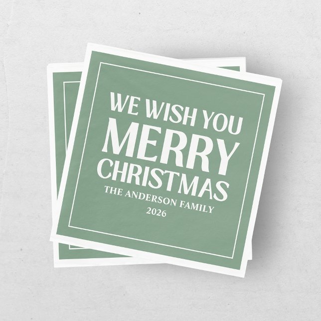 Guardanapo De Papel Desejando a Você um Feliz Natal Verde (Criador carregado)