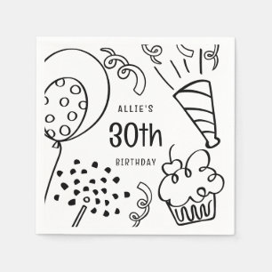 Guardanapo De Papel Desenha à mão qualquer Festa de aniversário de ida