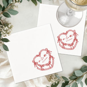 Guardanapo De Papel Desenho à Mão Bolo Vintage Vermelho Casamento Capr