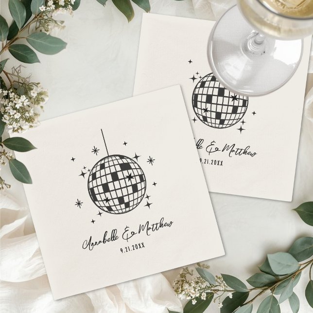 Guardanapo De Papel Desenho à Mão Disco Casamento Retro (Hand Drawn Disco Retro Wedding Napkins )