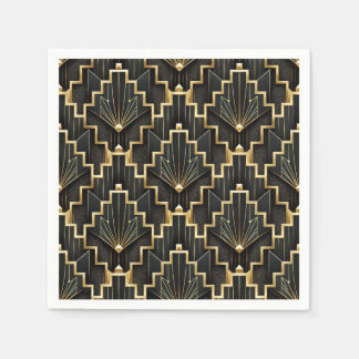 Guardanapo De Papel Desenho Art Déco Preto e Dourado