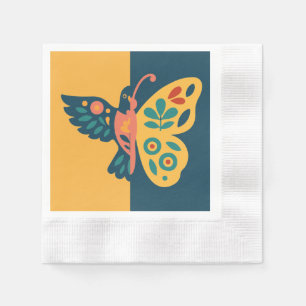 Guardanapo De Papel Desenho caprichoso de borboleta e beija-flor