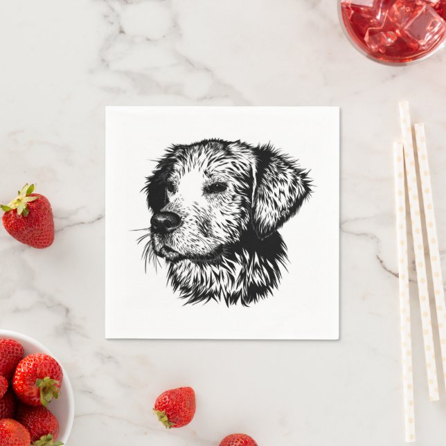 Guardanapo De Papel Desenho da Cabeça Canina (Insitu)