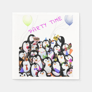 Guardanapo De Papel Desenho de Cartoons do Partido dos Pinguins Feliz