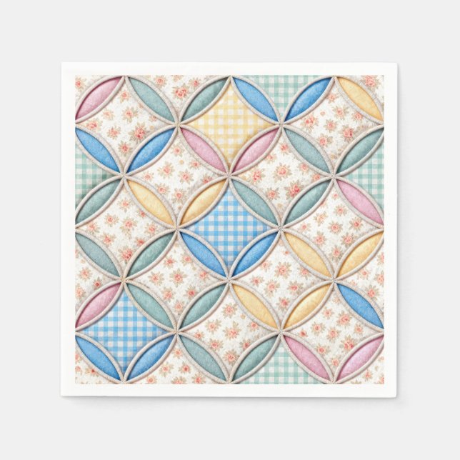 Guardanapo De Papel Desenho de Colcha de Gingham Cathedral Window (Frente)