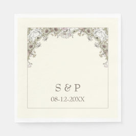 Guardanapo De Papel Desenho de flores casamento vintage de marfim